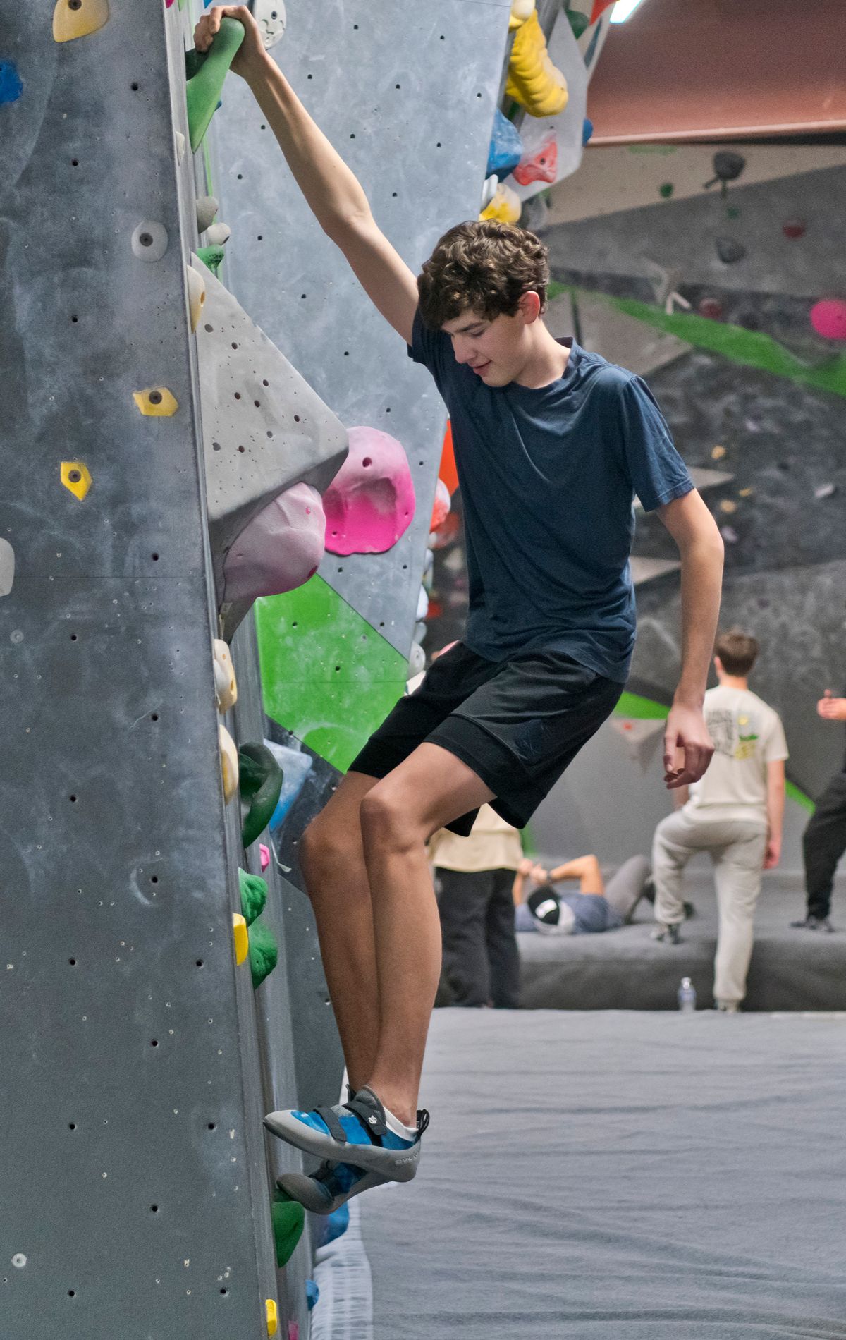 Student rock climbing