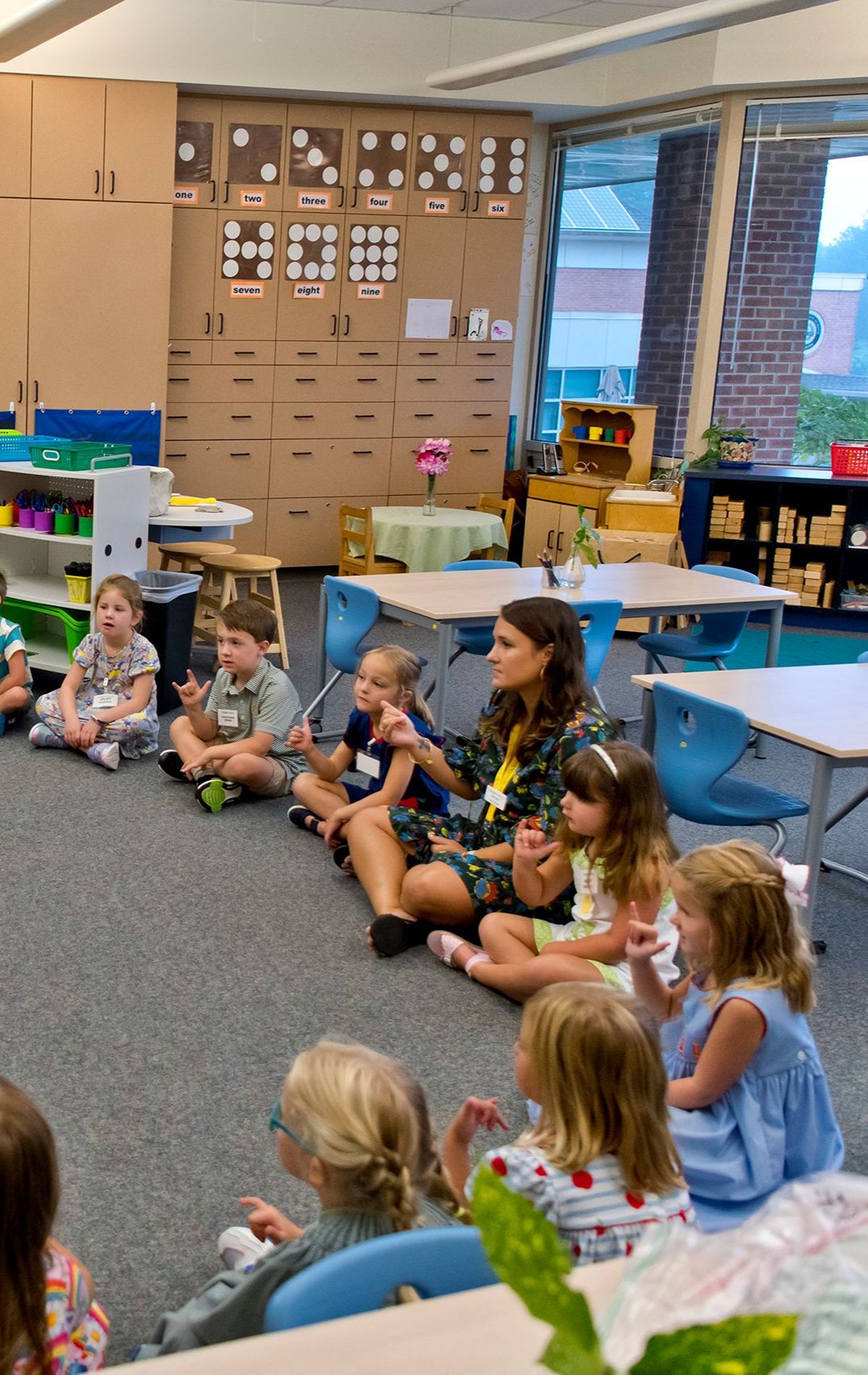 students duting circle time learning