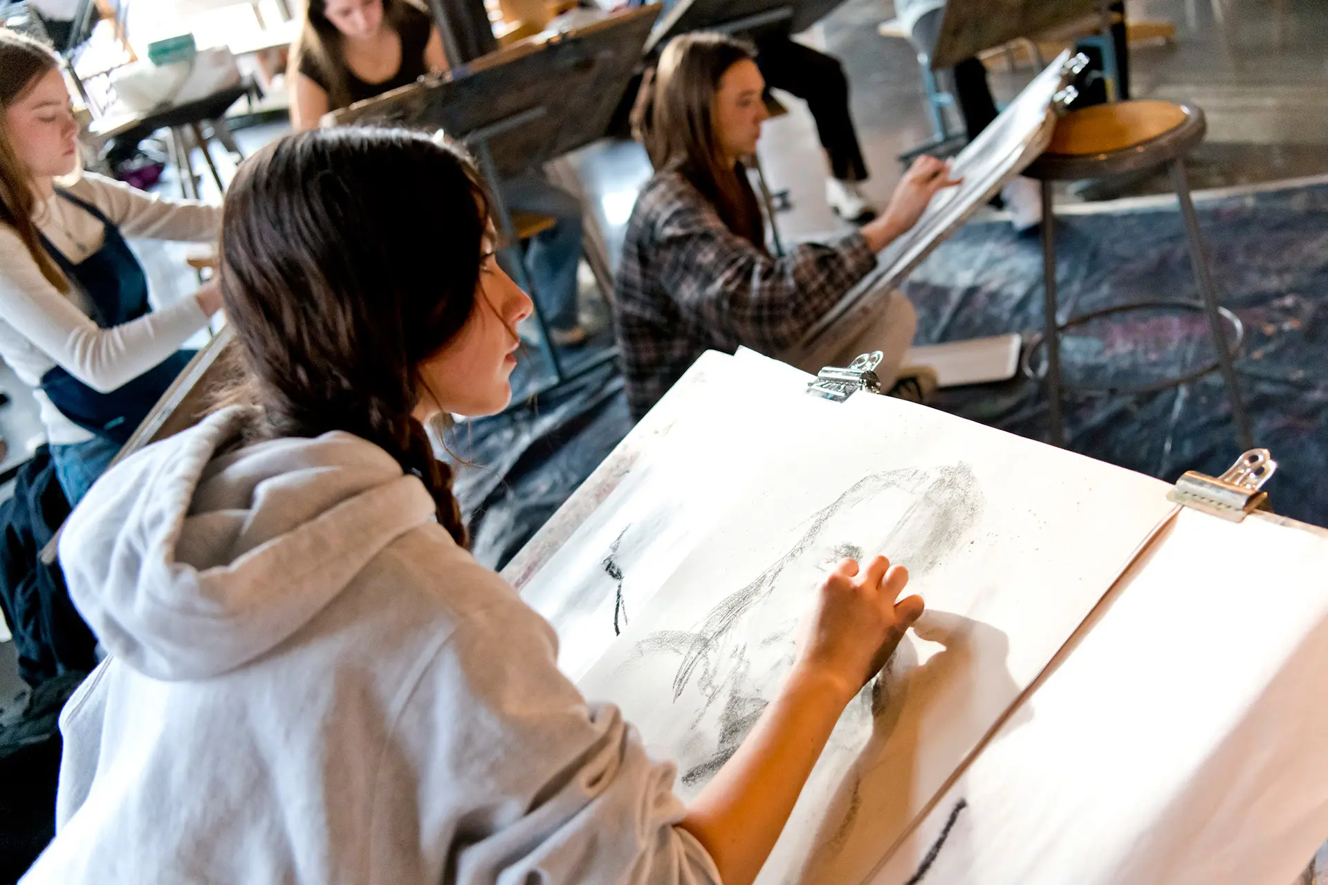 Students painting