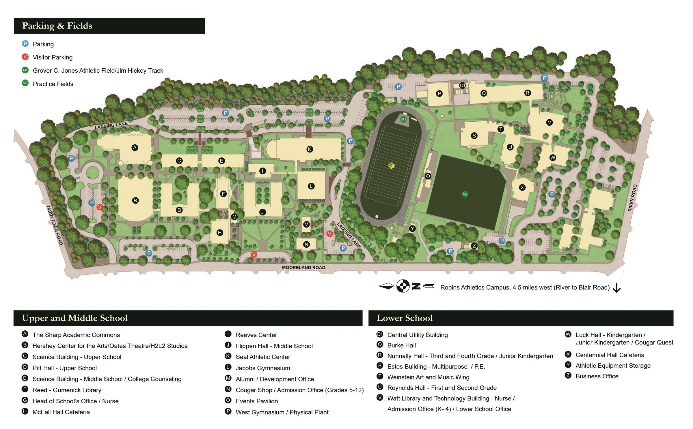 Map infographic of the Mooreland Campus