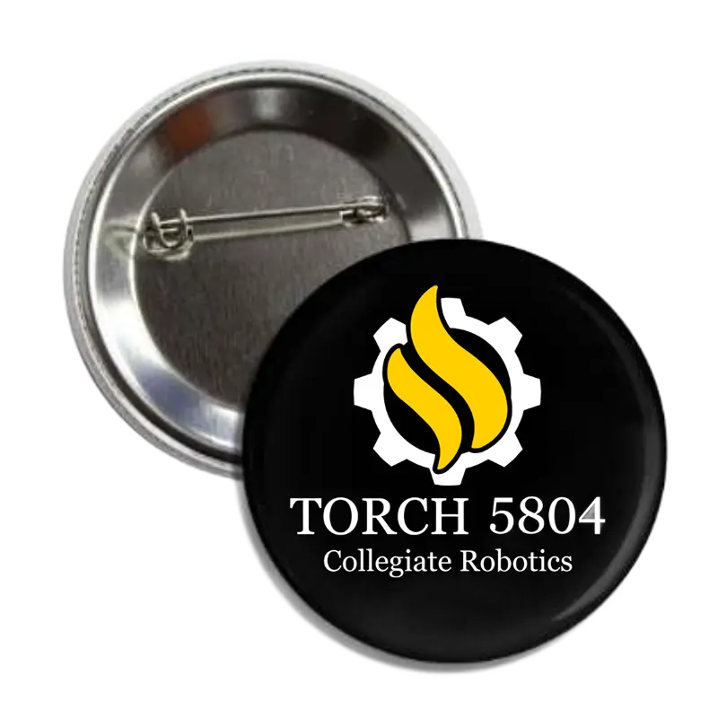 TORCH 5804 Collegiate Robotics button featuring a flame and gear logo.