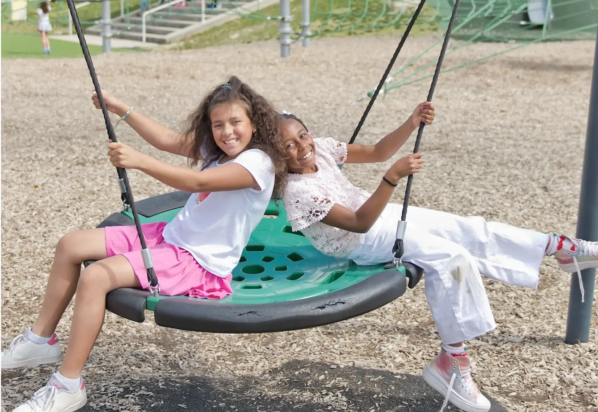Students on a swing
