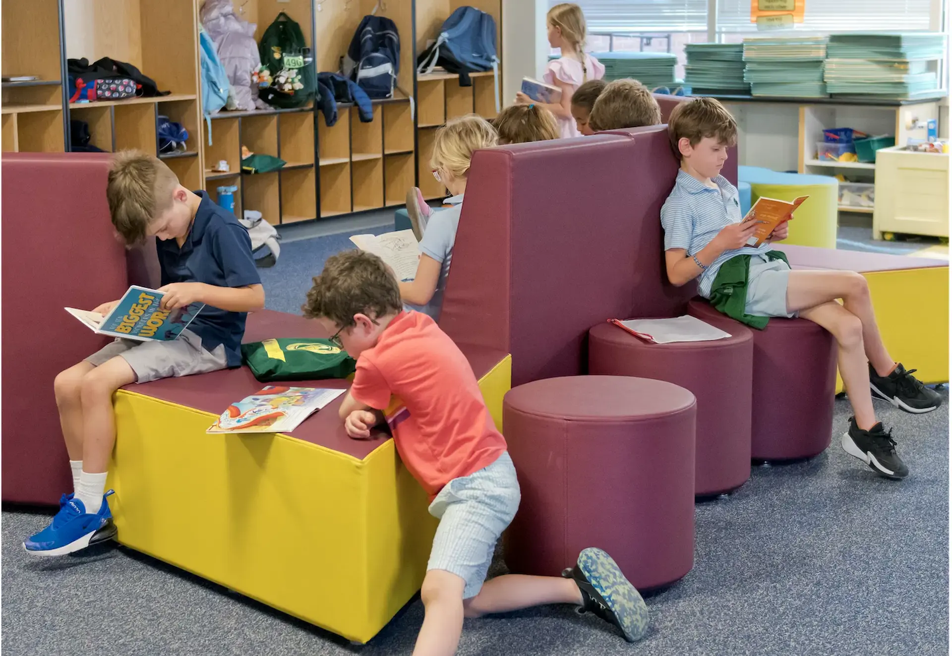Students reading books in the library