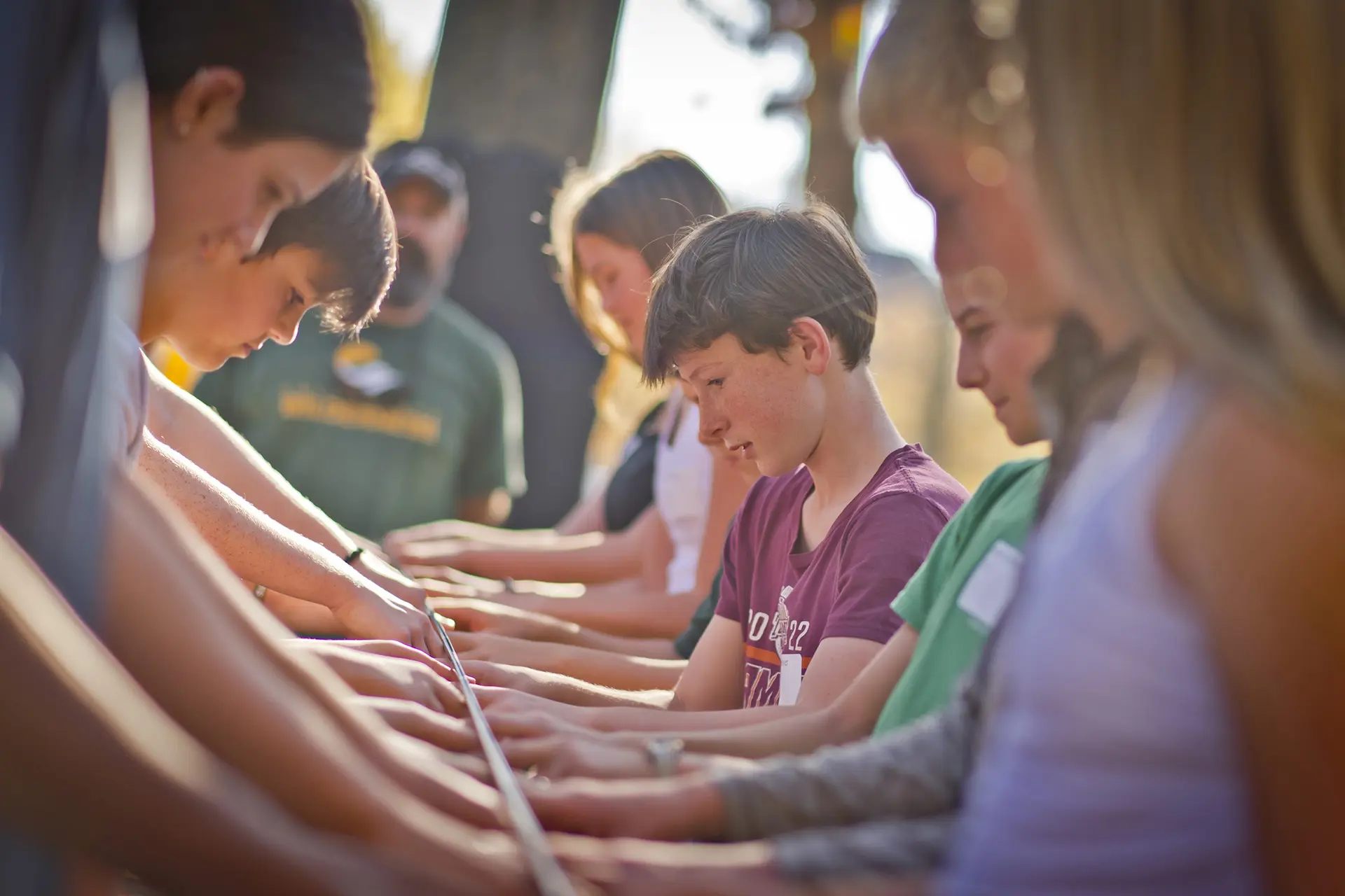 Students engaging in an outdoors activity
