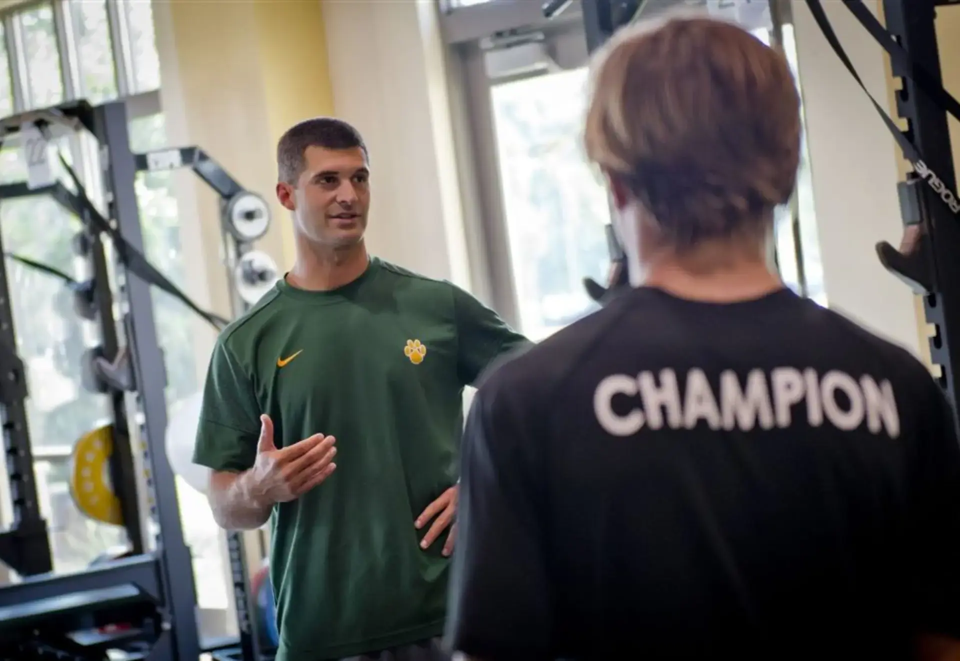 coach talking to student