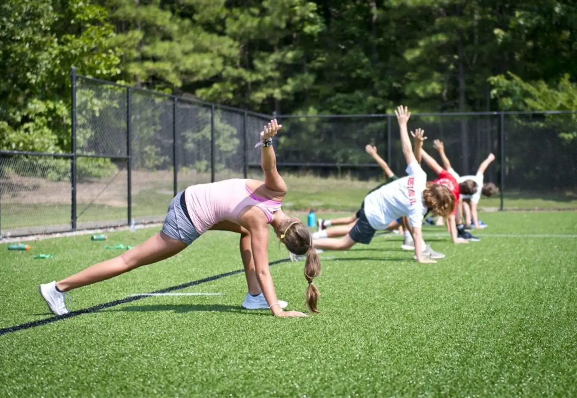 Students exercising outdoors