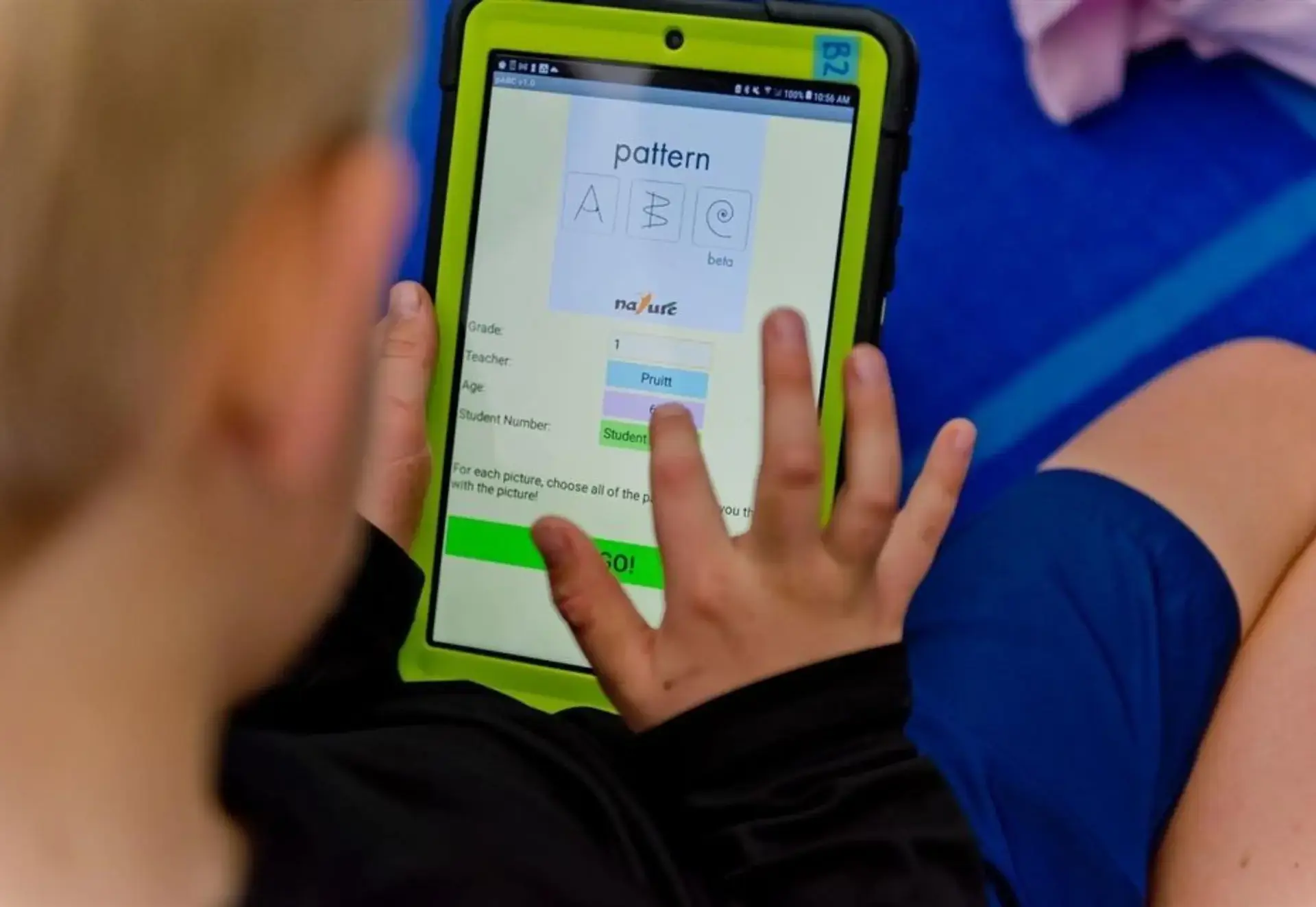student looking at the interactive platform