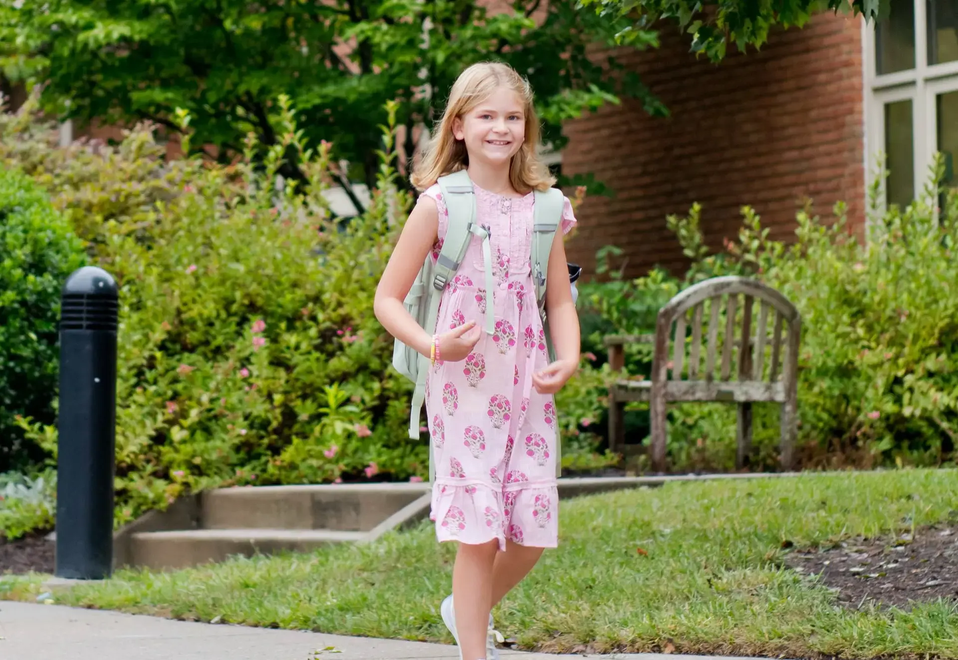 Student walking on campus