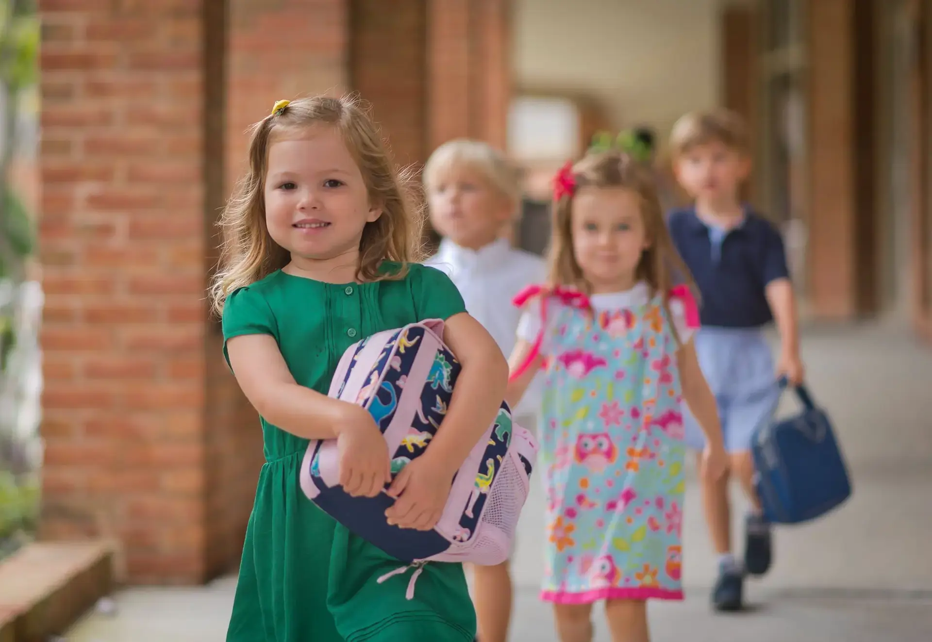 lower school students walking to class